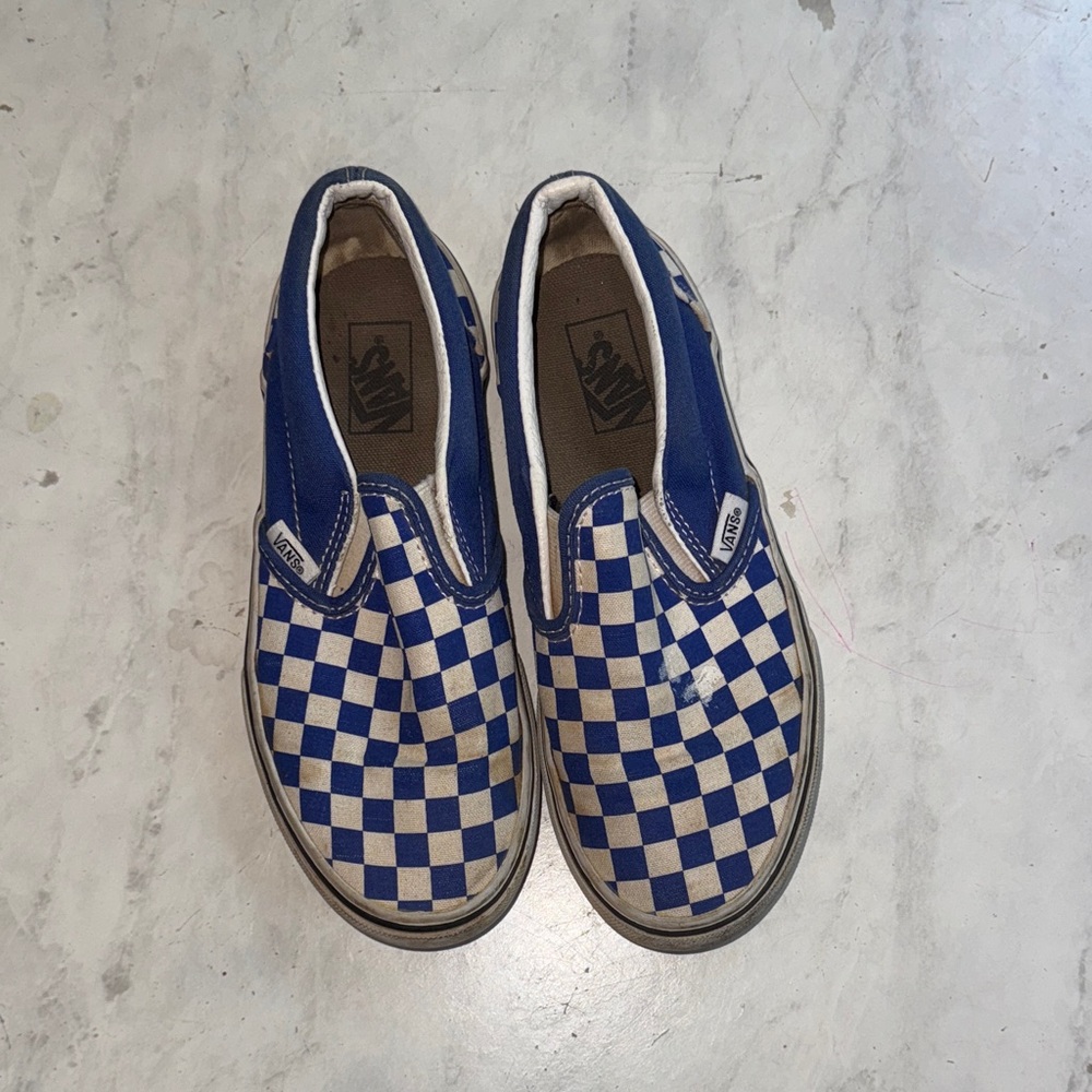 Vans Kids Blue and White Checkered Sneakers